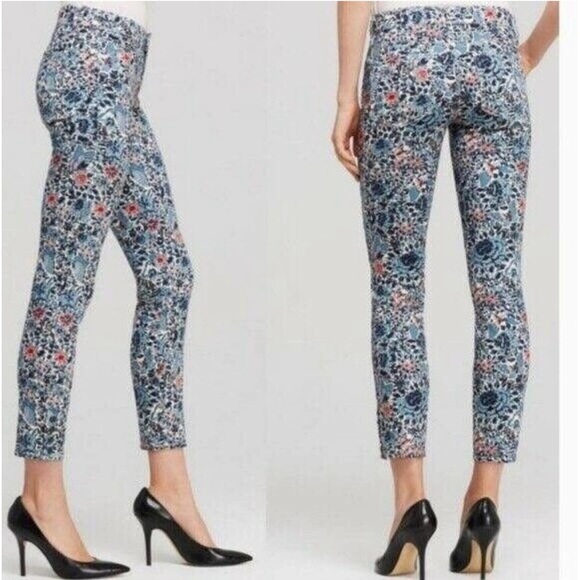 Tory Burch Denim - Tory Burch Floral Print Cropped Skinny Jeans logo buttons Sz 29 $225